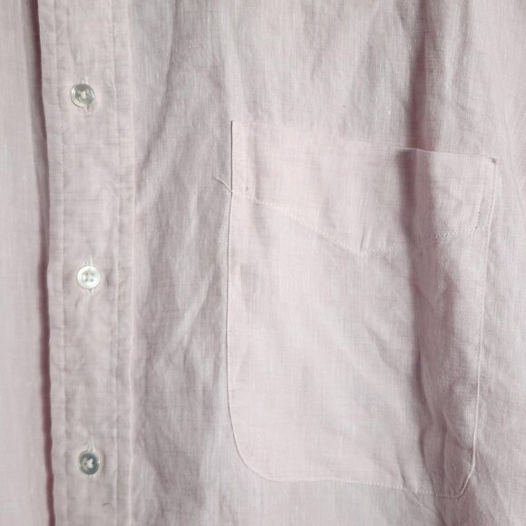 Ben Silver Shirt Mens 17.5-36 Pink Linen Button Down Long Sleeve Dress Pocket - Picture 3 of 10